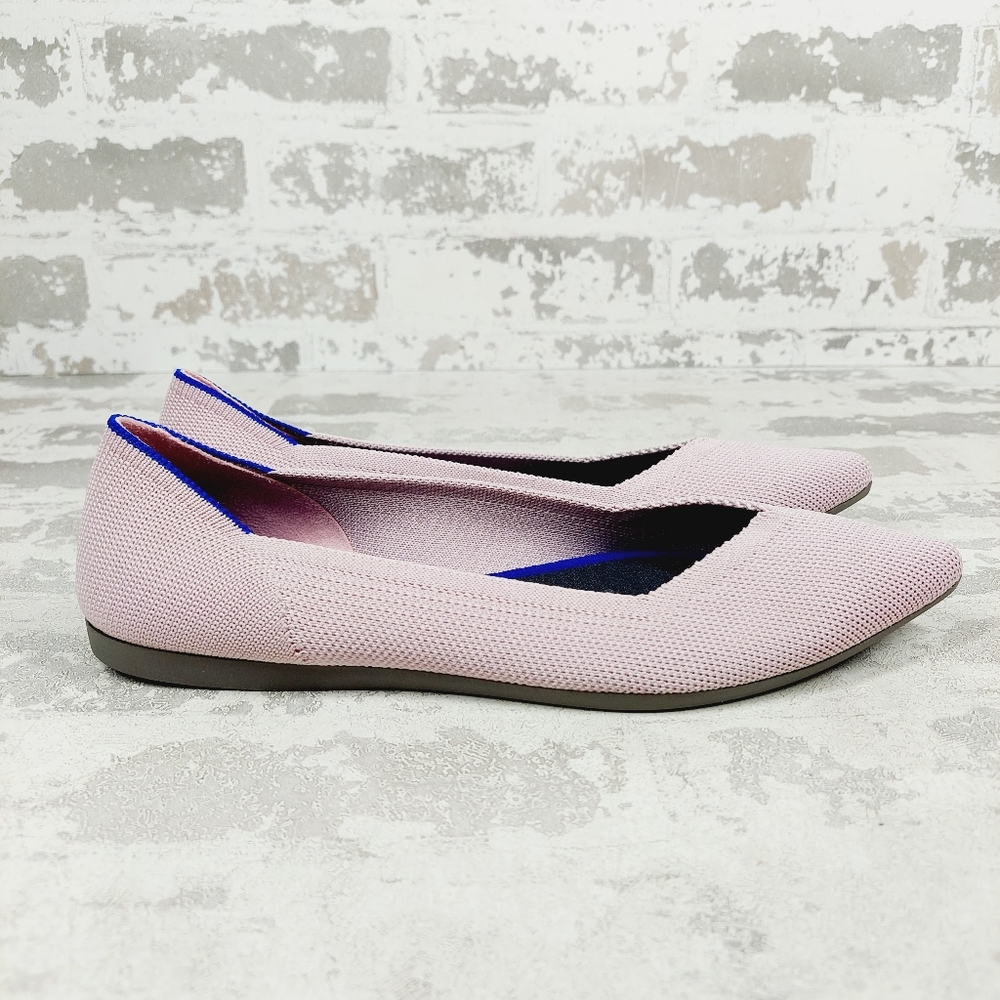 New Rothy's The Flat Pink Knit Pointy Toe Slip On Loafers W27 - Picture 4 of 9